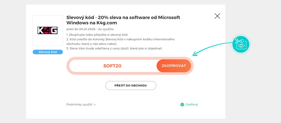 Návod jak zkopírovat slevový kód K4G