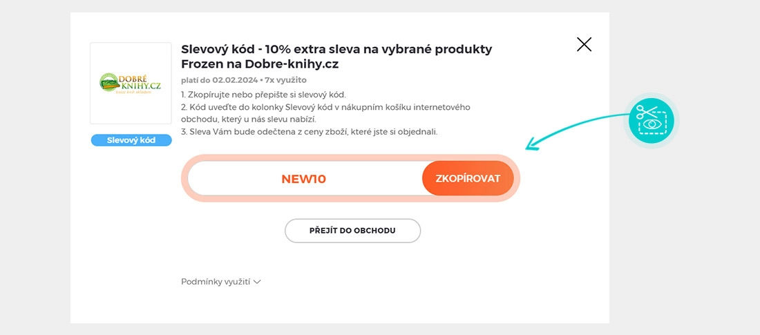 Návod jak zkopírovat slevový kód Dobré-knihy.cz