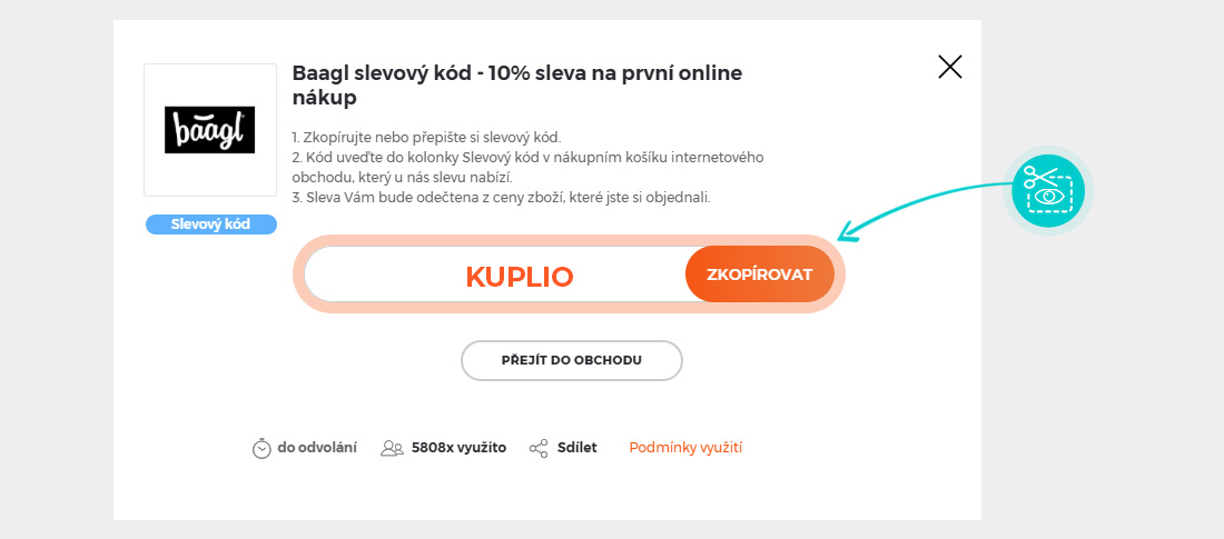 Návod jak zkopírovat slevový kód baagl
