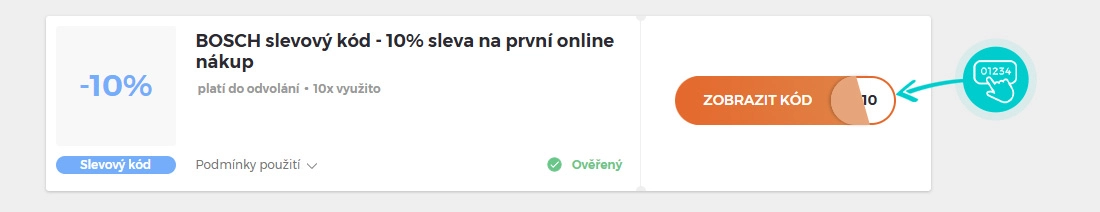 Ukázka slevového kódu Bosch
