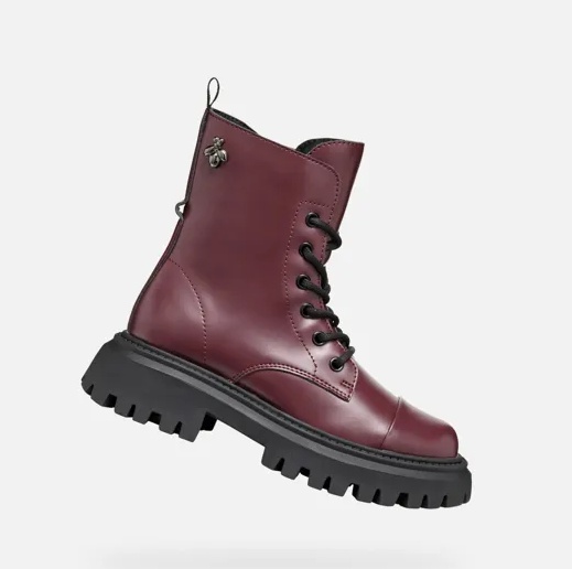 dámské kožené boty s funkční podrážkou ve vínové barvě