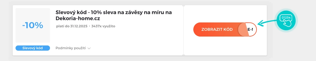 Ukázka slevového kódu Dekoria