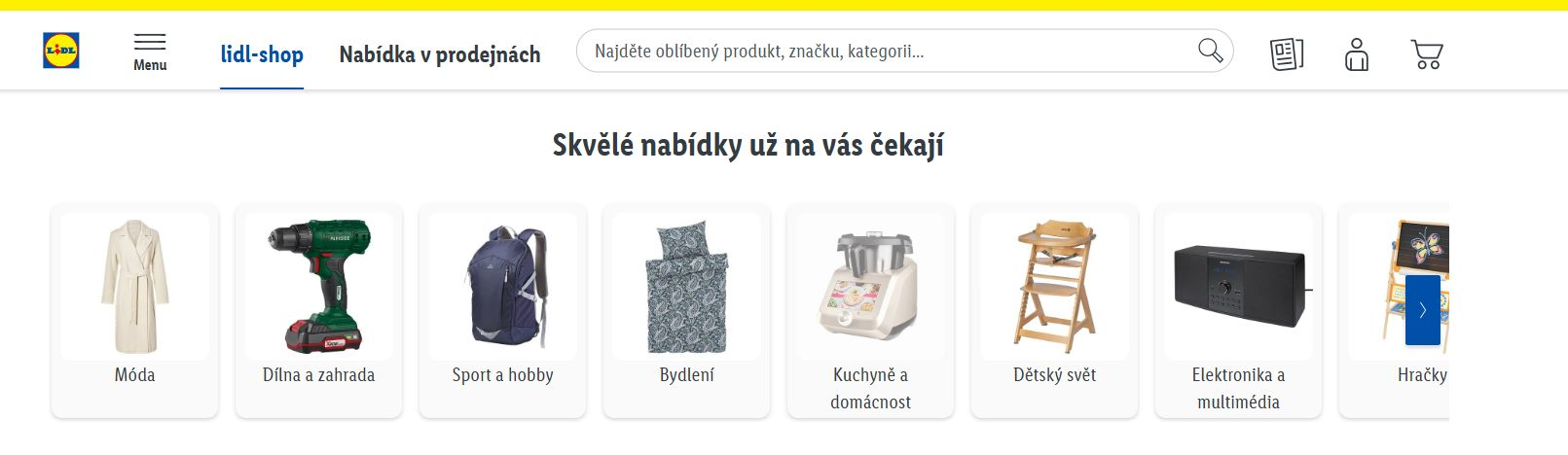 lidl-shop.cz webové stránky a kategorie