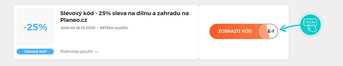 Ukázka slevového kódu Planeo