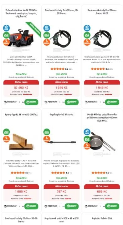 zahradní traktor, svařovací kabely, tloušťka drátu, plochá tryska a příklepová vrtací korunka