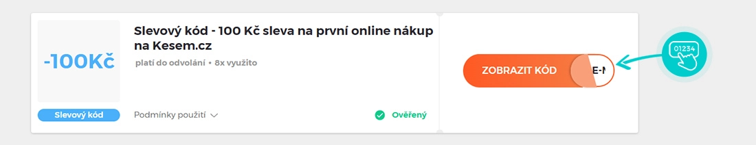 Ukázka slevového kódu Kesem
