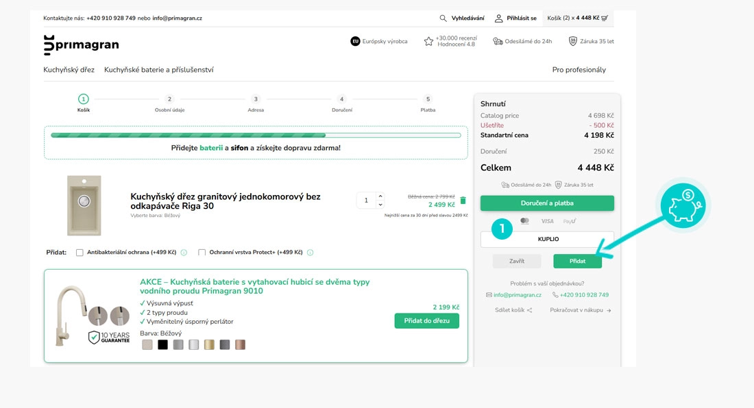 Návod jak uplatnit slevový kód v košíku e-shopu primagran