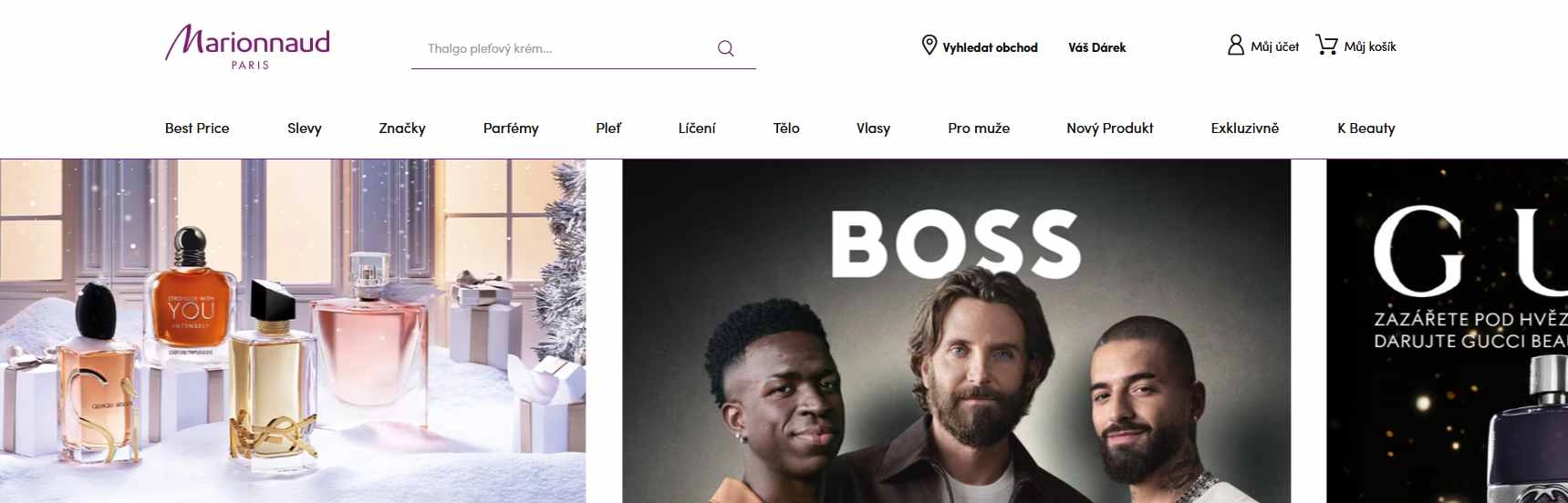 webové stránky e-shopu s bannery s parfémy pro muže i ženy