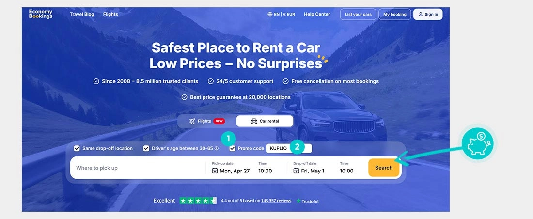 Návod jak uplatnit slevový kód v košíku e-shopu Economy Bookings