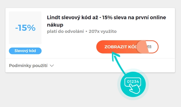 Ukázka slevového kódu Lindt