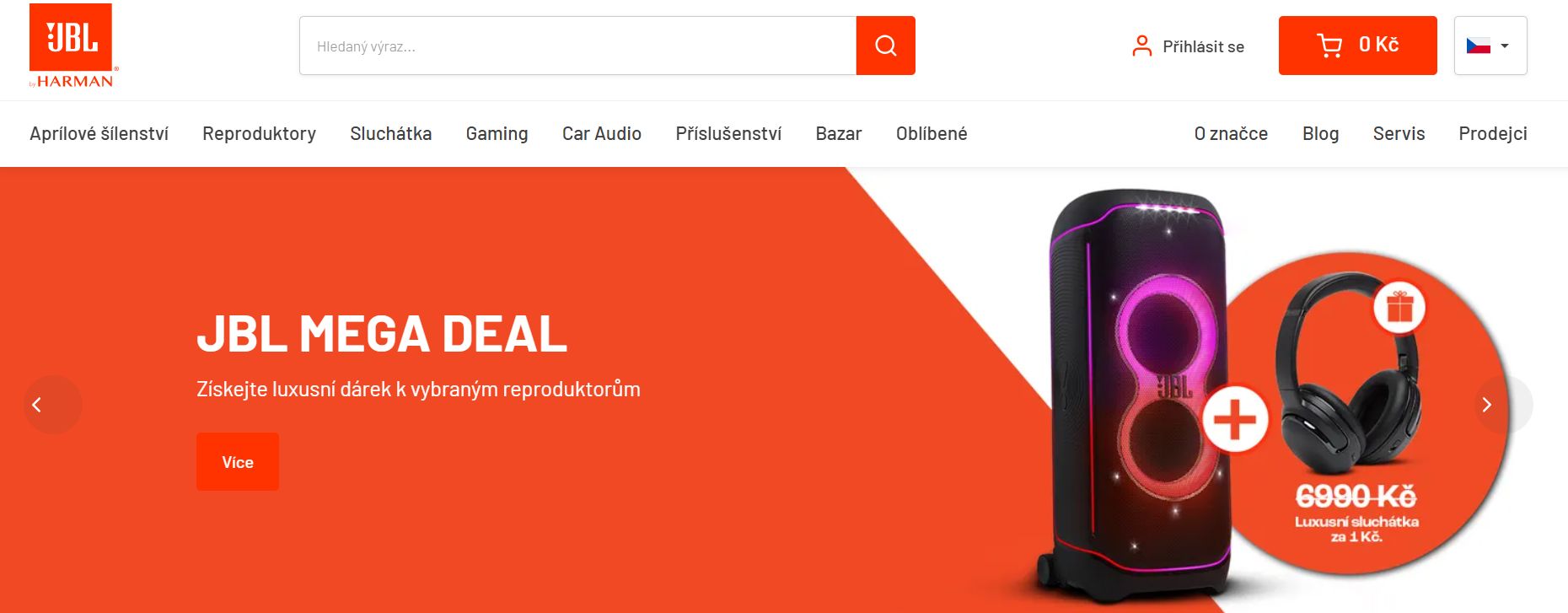 JBL webové stránky e-shopu