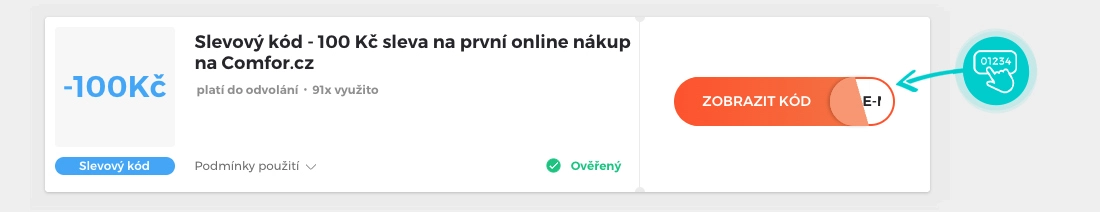 Ukázka slevového kódu COMFOR