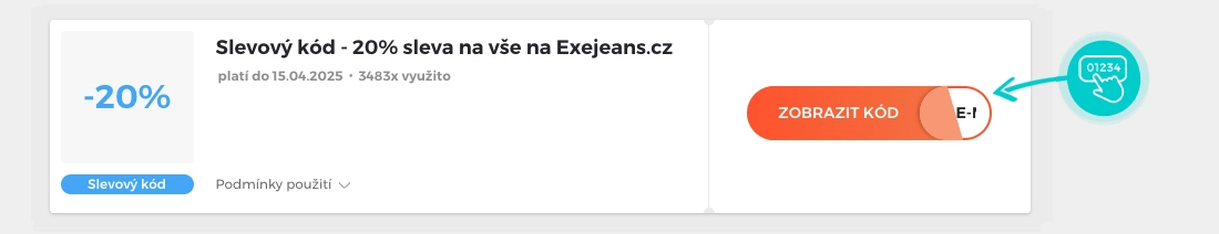 Ukázka slevového kódu EXE JEANS
