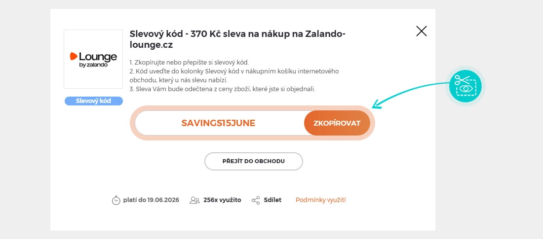 Návod jak zkopírovat slevový kód Zalando-Lounge