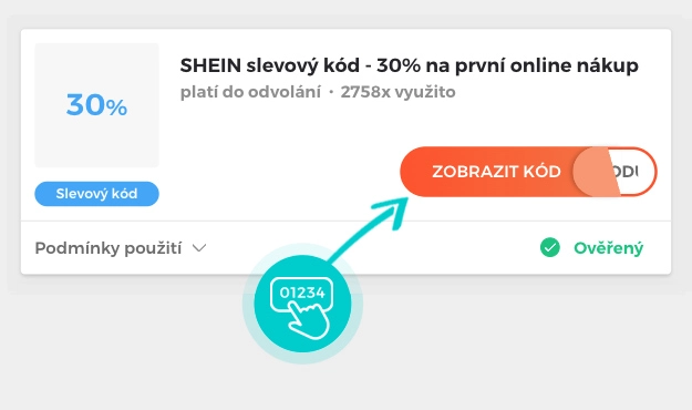 Ukázka slevového kódu Shein