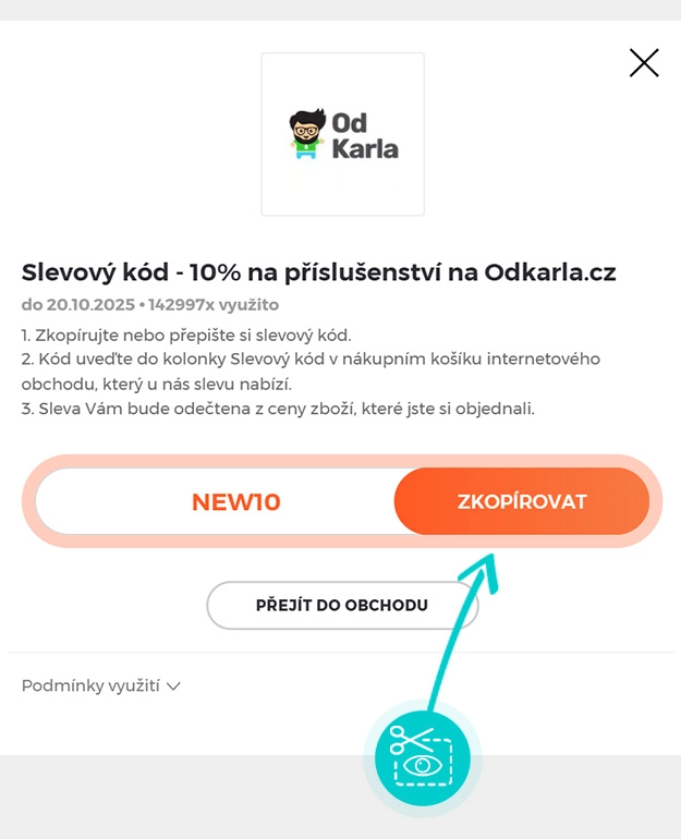Návod jak zkopírovat slevový kód Od Karla