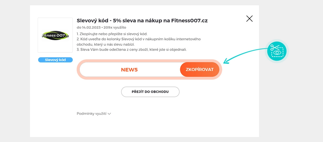Návod jak zkopírovat slevový kód fitness 007