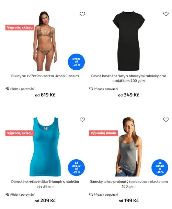 bikiny, šaty, tílko a top