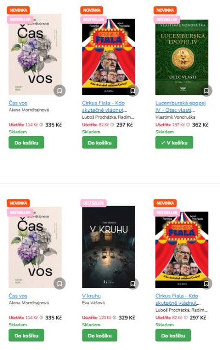 knihy Čas vos, Cirkus Fiala, lucemburská epopej a V kruhu