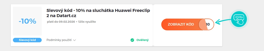 Ukázka slevového kódu Datart