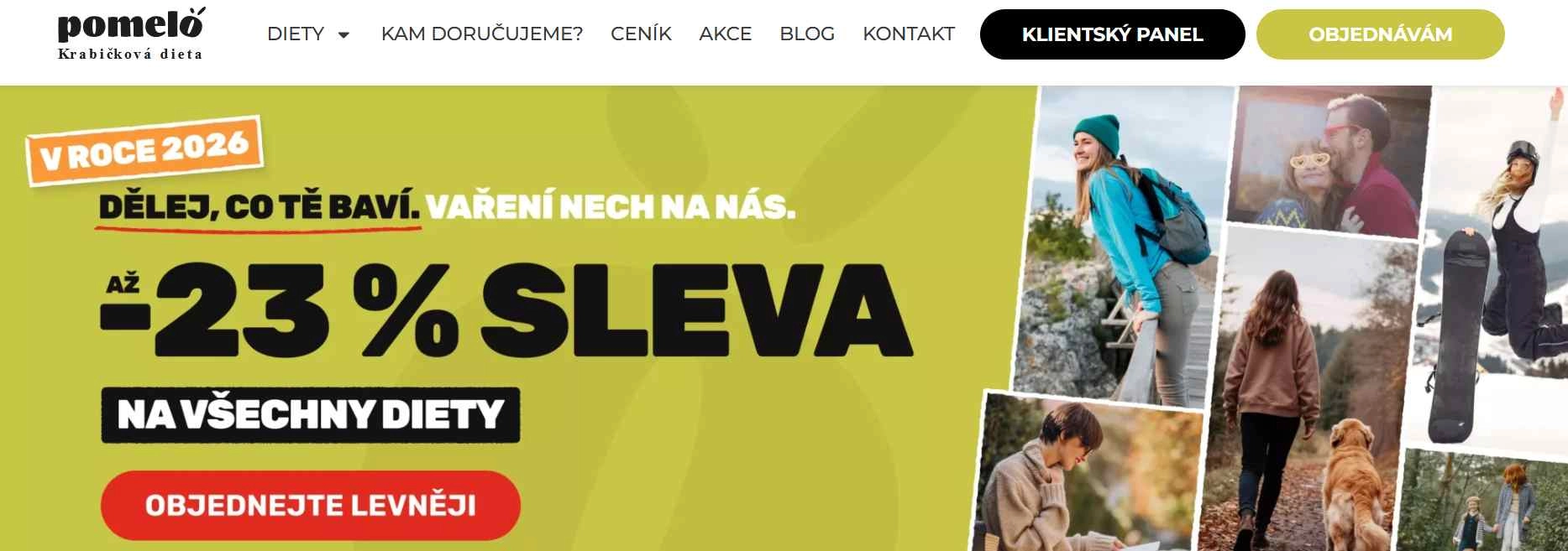 webové stránky e-shopu se slevou na banneru