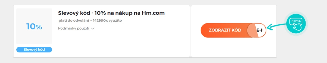 Ukázka slevového kódu H&M