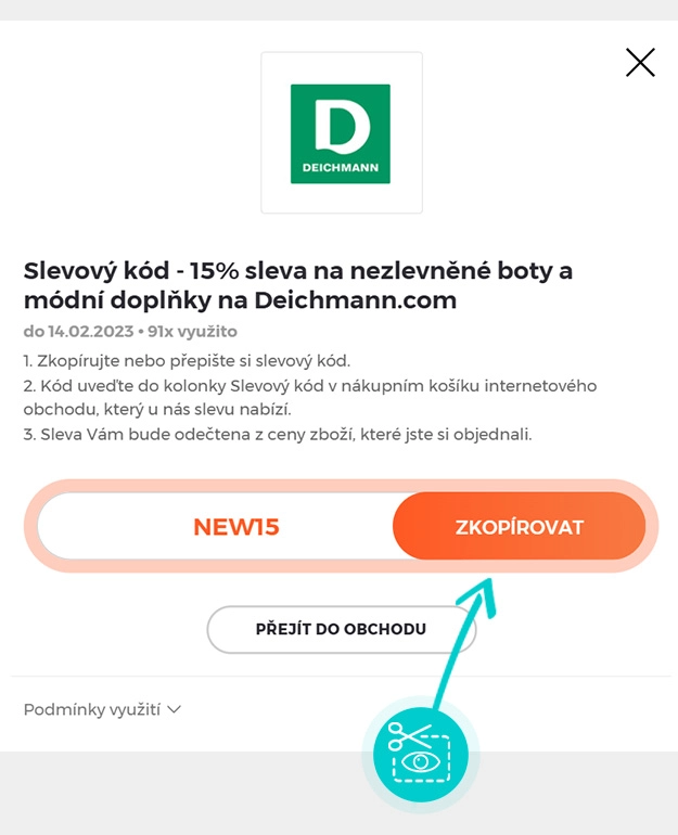 Návod jak zkopírovat slevový kód DEICHMANN