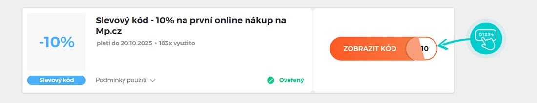 Ukázka slevového kódu MobilPohotovost