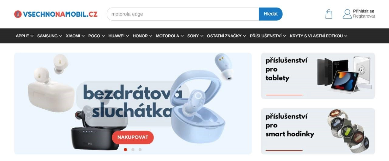bezdrátová sluchátka a příslušenství pro tablety a smart hodinky