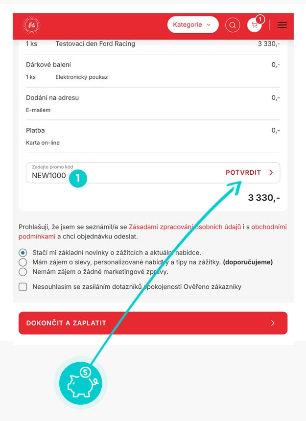 Návod jak uplatnit slevový kód v košíku e-shopu Firmanazazitky