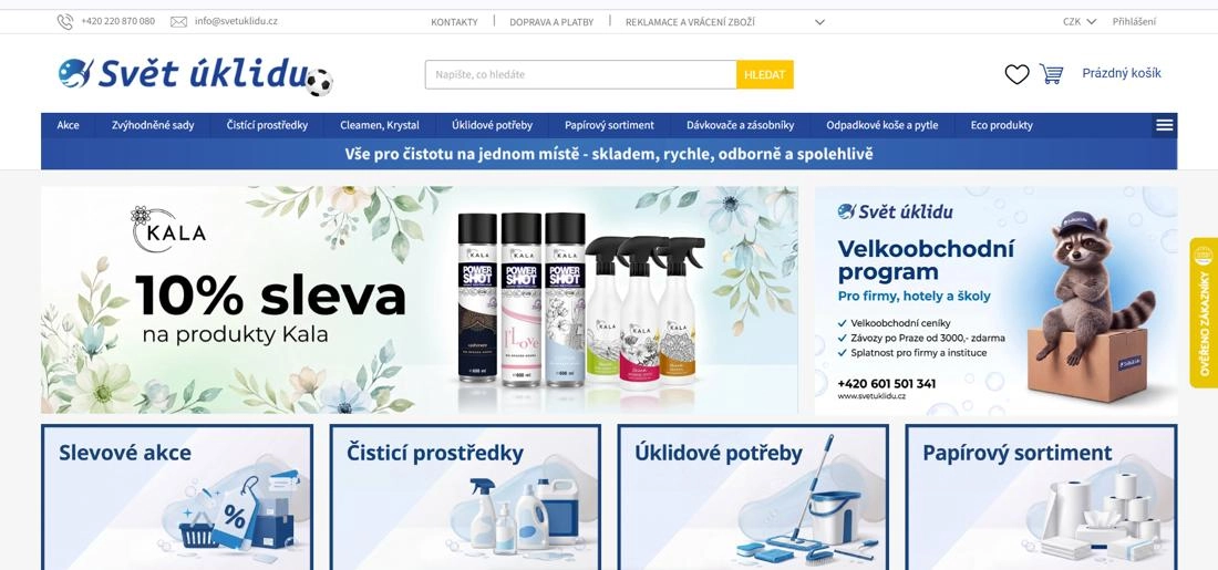 Homepage e-shopu Svět úklidu