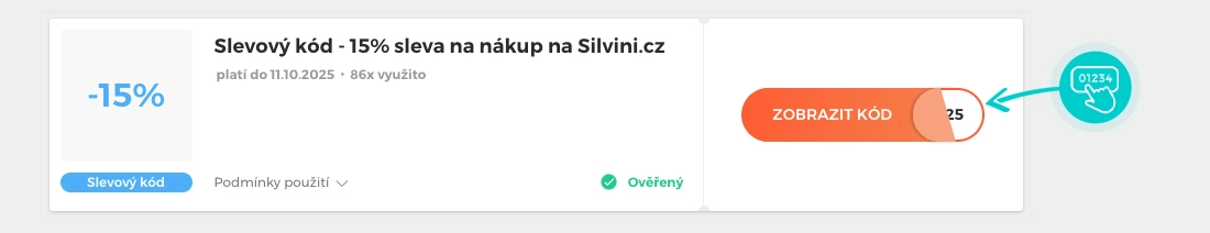Ukázka slevového kódu Silvini
