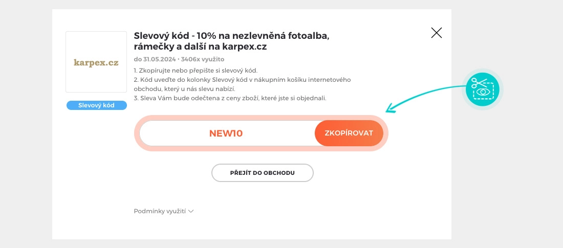 Návod jak zkopírovat slevový kód karpex