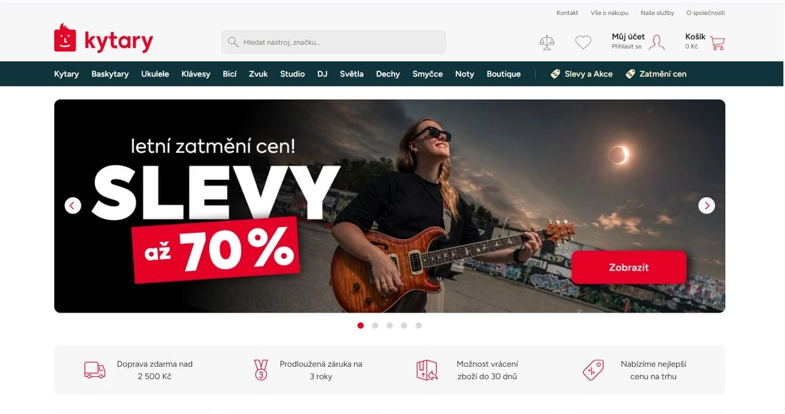 Homepage stránky Kytary.cz