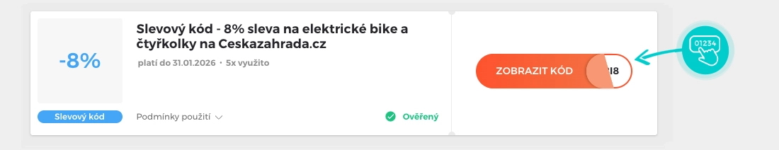 Ukázka slevového kódu Českázahrada