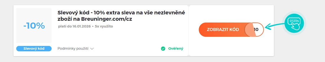 Ukázka slevového kódu Breuninger