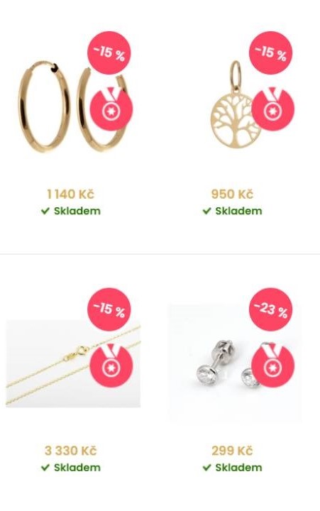 náušnice, řetízek a přívěsek