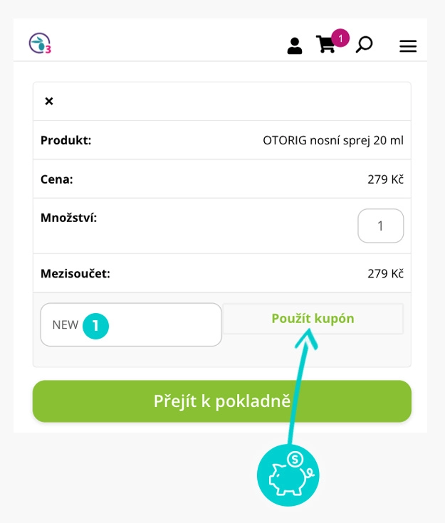 Návod jak uplatnit slevový kód v košíku e-shopu Ozonidy