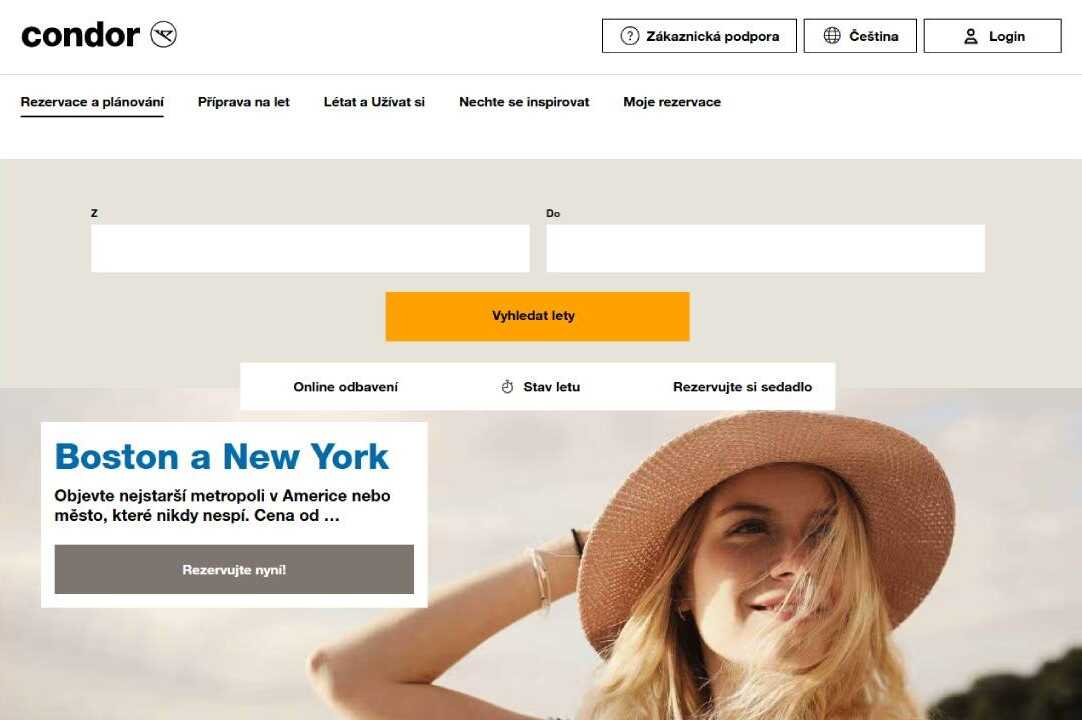 Condor - rezervace letenek do celého světa