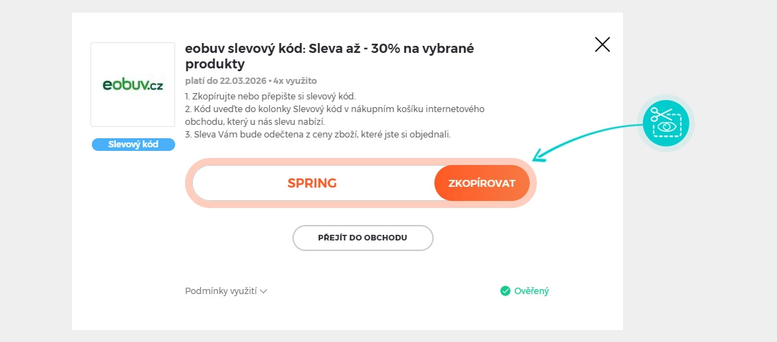 Návod jak zkopírovat slevový kód eobuv