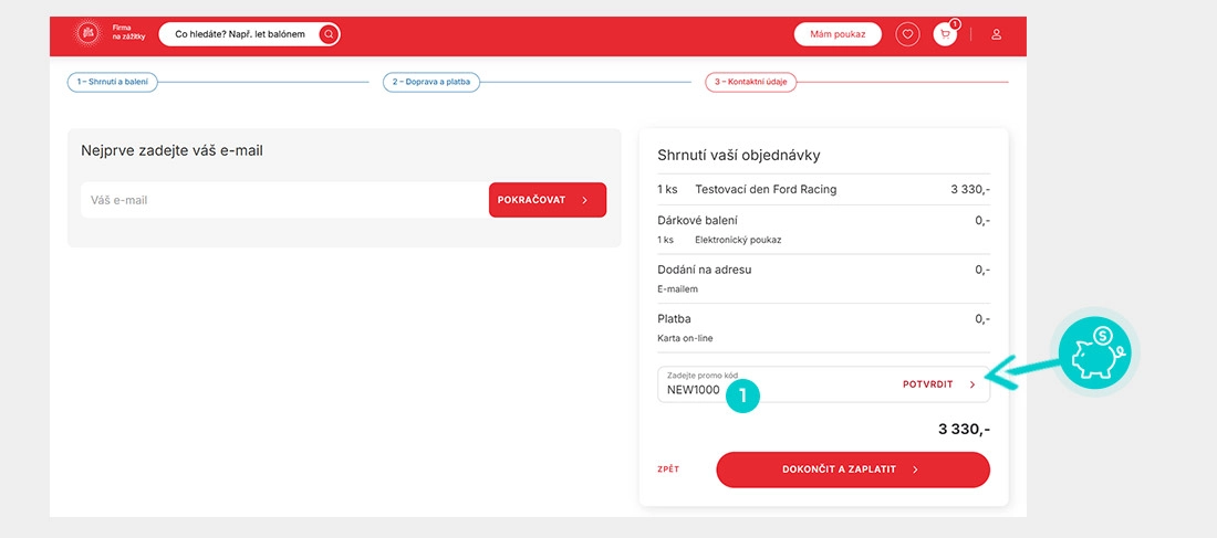 Návod jak uplatnit slevový kód v košíku e-shopu Firmanazazitky