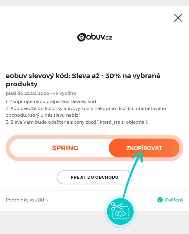 Návod jak zkopírovat slevový kód eobuv
