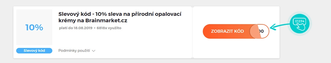 Ukázka slevového kódu Brain market