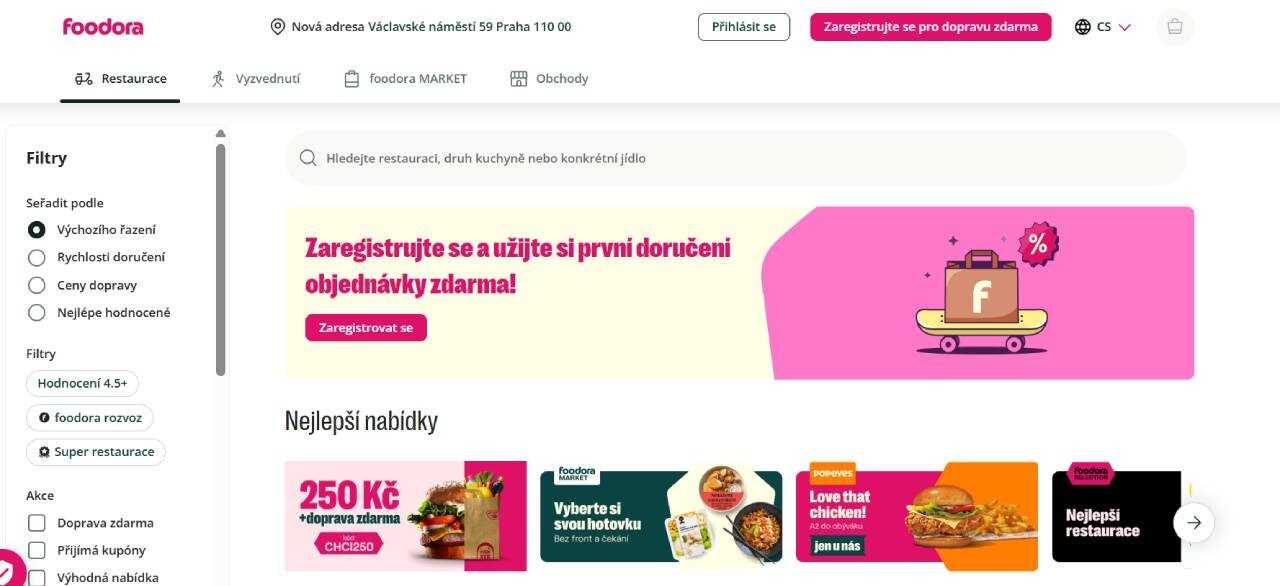 homepage Foodora s najlepšími nabídkami