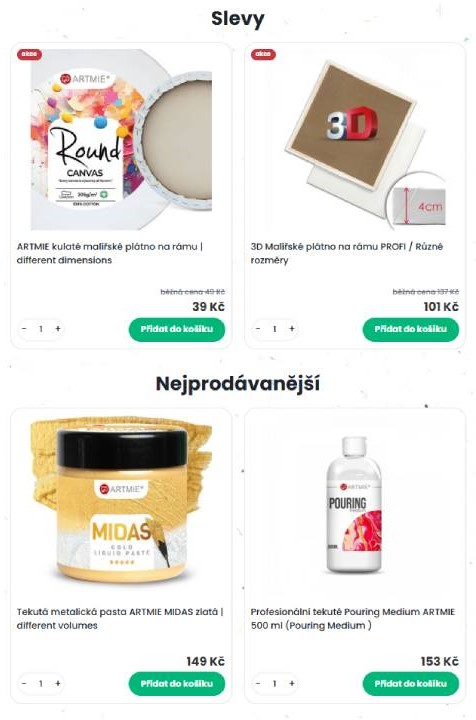 Artmie - nabídka produktů