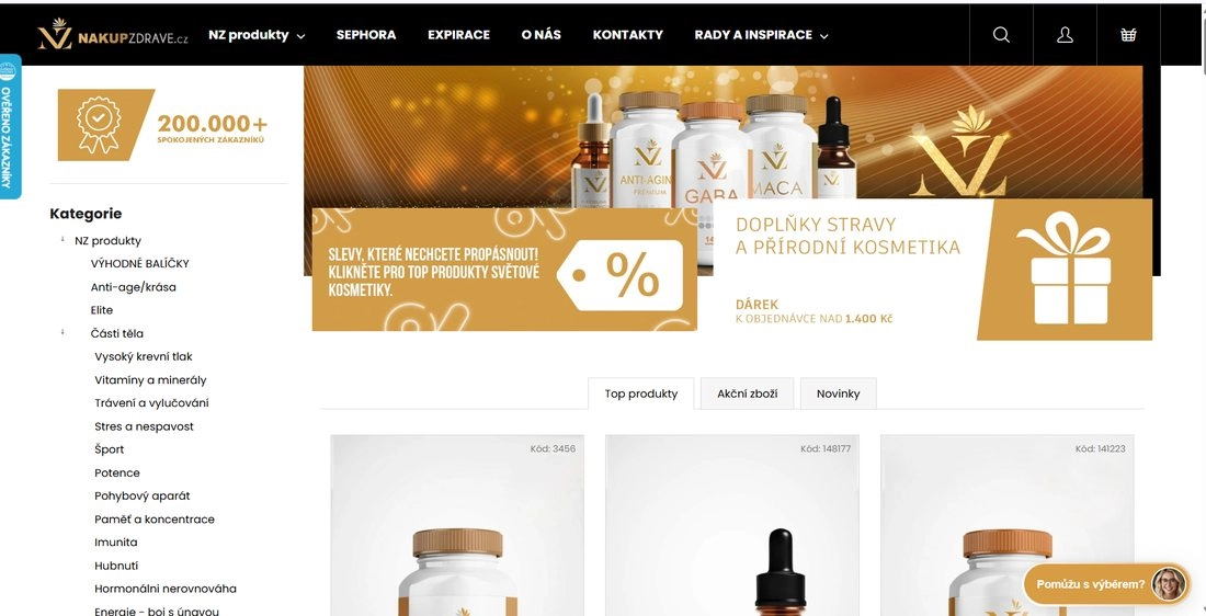 Homepage e-shopu nakupzdravě.cz s kosmetikou