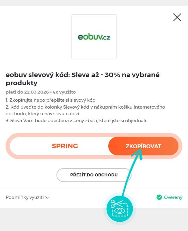 Návod jak zkopírovat slevový kód eobuv
