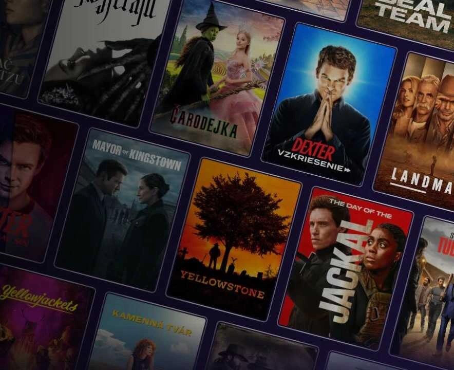 nabídka různých filmů a seriálů streamovací služby
