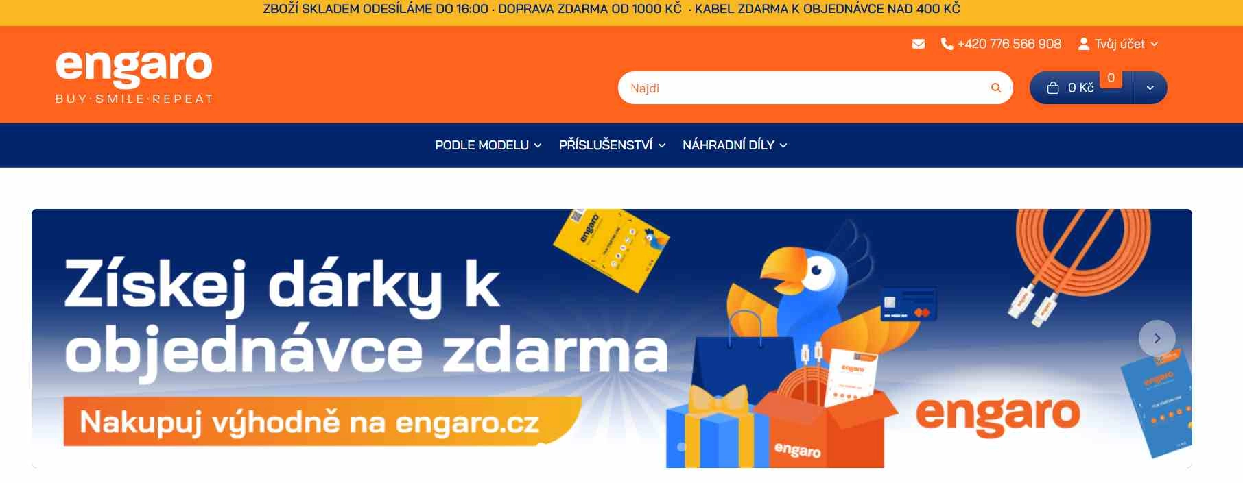 homepage engaro s nabídkou dárku zadarmo