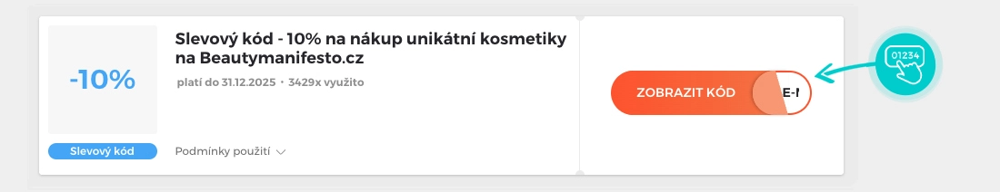 Ukázka slevového kódu Beauty Manifesto